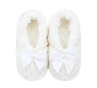 Panda Bros Slipper Socks for Women Grippers, Fuzzy Cozy Fleece Slipper Socks, Soft, Warm House Slippers, White Star Moon, 8-10