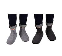 Panda Bros Slipper Socks Soft Cozy Thick House Indoor Boot Sock Shoes with Anti-Skid Bottom Soles for Men's, Dark Gray&smoke Gray, 7-9.5