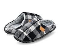 Panda Bros Slippers for Men Memory Foam House Mens Slippers Indoor Outdoor Coral Fleece Lined Warm Comfortable Bedroom Shoes Lightweight and Non-Slip Rubber Sole