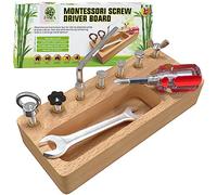 Panda Brothers Montessori Screwdriver Board Set - Wooden Toys for 4 Year Old Kids and Toddlers, Learning Sensory Bin, Preschool Materials, Fine Motor Skills, Waldorf STEM