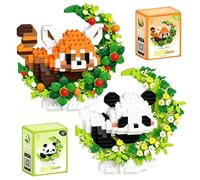Panda Building Blocks, 2PCS Panda Micro Buildings Bricks DIY Blocks 3D Puzzle Brick Micro Buildings Block Set Building Figures Ornaments 3D Puzzle Brick Construction Bricks Gift for Birthday