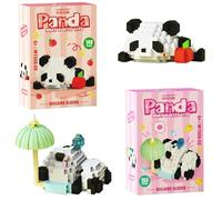 Panda Building Blocks Anime Model Micro Blocks 3D Puzzle Micro Brick Figures Toys Plastic Model Kits Micro Building Block Puzzle Children DIY Block 2PCS(A)