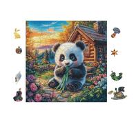 Panda Cabin Forest 100 Pieces Set Classic Jigsaw Puzzle Teen Fans 14-18 Yrs Logic Skill Leisure Adventure Valentines Thick Cardboard Creativity & Gift Giving 28x28cm