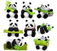 Panda Cake Decoration Set - 8PCS Mini Figures, Models, Toppers, Cartoon Desk Ornaments for Kids Birthday Party, Home Decor, Creative Gift