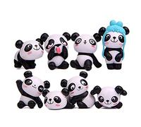 Panda Cake Topper,8 PCS Panda Figures Cute Miniature Panda Mini Animal Figurines Gifts for Girls Miniature Garden Ornament Gardening Doll Cake Decoration for Kid Party