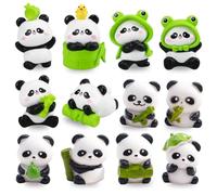 Panda Cake Topper Set, Panda Figures, Panda Birthday Cake Topper, Panda Figure Ornaments, Gift for Children Birthday Party Decor (Panda A)