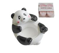 Panda Candle Holder, Panda Candlestick Tea Lights Decor, Cute Panda Tea Light Candle Holder with 4 Candles, Handmade Resin Candlestick, Panda Scented Candle Holder for Girl Women, Pink