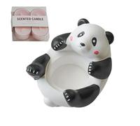 Panda Candle Holders, Cute Panda Statue Tealight Candle Holder with 4 Scented Tealight Candles, Decorative Plaster Crafts Tea Light Stand, Home Aesthetics Decor for Birthday, wedding, Party
