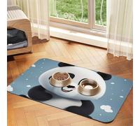 Panda Cartoon Dog Food Mat, Absorbent Pet Feeding Mat for Food and Water Bowls Non-Slip Placement Pad for Floors Waterproof Quick Dry Water Dispenser Mat for Dogs Puppy Cats 12x18 Inch