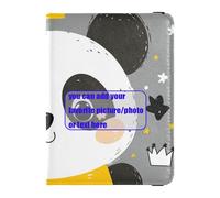 Panda Cartoon Star Grey customize Leather Passport Holder Covers Case Card Holder Passport Case Passport Holder Case Ultra Slim, panda cartoon star grey, One Size