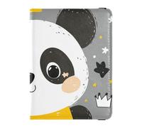 Panda Cartoon Star Grey Leather passport holder for travel family for travel Vaccine Case Protector Cover Passport Holder Combo with Vaccine Card Slot for men Ultra Slim, panda cartoon star grey, 1,