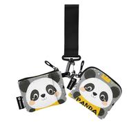 Panda Cartoon Star Grey Women's Change Wallet Card Cases Cute Fashion Change Purse Wallet with Zipper Coin Pocket for Men 2 Packs, panda cartoon star grey, One Size, Art Deco