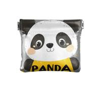 Panda Cartoon Star Grey Women's Small Leather Change Purse Cute Cash Coin Purse for Ladies, panda cartoon star grey, One Size, Print Art