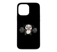 Panda Cartoon Weightlifting Fitness Fun Case for iPhone 13 Pro Max