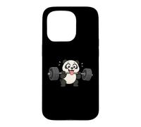 Panda Cartoon Weightlifting Fitness Fun Case for iPhone 15 Pro