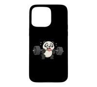 Panda Cartoon Weightlifting Fitness Fun Case for iPhone 15 Pro Max