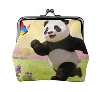 Panda Chase Butterfly Leather Coin Purse for Women-Small Kiss Lock Wallet, Mini Card Holder for Keys Lipstick, Cute Change Purse for Travel