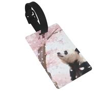 Panda Cherry Blossom Luggage Tags for Suitcases - Durable PVC ID Tags with Detachable Straps for Travel, Backpack, Golf Bag, Anti-Loss