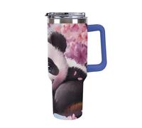 Panda Cherryflowers 40 Oz Tumbler Car Cup with Handle Insulated Cups Large Capacity Coffee Mug Water Bottle