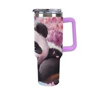 Panda Cherryflowers 40 Oz Tumbler Car Cup with Handle Insulated Cups Large Capacity Coffee Mug Water Bottle