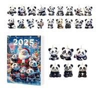 Panda Christmas - 24 Days Countdown with Adorable Panda Ornaments | 2D Acrylic Animal Ornaments for Tree Decoration Window Wall Door Mirror Auto Bag