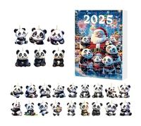 Panda Christmas - 24 Days Countdown with Adorable Panda Ornaments | 2D Acrylic Animal Ornaments for Tree Decoration Window Wall Door Mirror Auto Bag