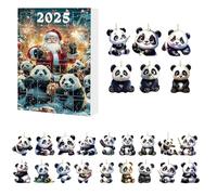 Panda Christmas | 24 Days Countdown with Adorable Panda Ornaments, 2D Acrylic Animal Ornaments for Tree Decoration Window Wall Door Mirror Auto Bag
