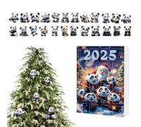 Panda Christmas - 24 Days Countdown with Panda Ornaments - 2D Acrylic Animal Ornaments for Tree Decoration Window Wall Door Mirror Auto Bag | Wall Decoration