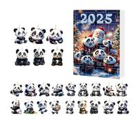 Panda Christmas Advent Countdown - 24 Days of Panda Ornament Calendar Count Down 2025-2D Acrylic Animal Charm for Kids Adults Party Favor Christmas Tree Car Rearview Mirror Seasonal Decor