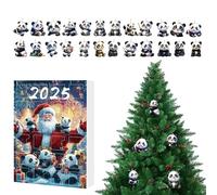 Panda Christmas , Countdown 24 Days with Animal Ornaments 2025, Acrylic Pendant 2D Animal for Backpack Decorations Christmas Tree Wall Door