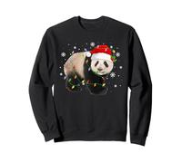 Panda Christmas Lights Funny Santa Hat Animal Lover Xmas Sweatshirt
