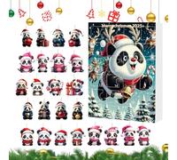 Panda Christmas Ornaments - 26x18x3cm 2 D Acrylic Panda Decor, 24 Day Countdown Calendar, Cute Animal Pendant | Holiday Tree Ornament for Kids Adults, Animal Pendant for Christmas Tree Car Rearview