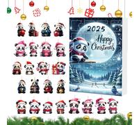 Panda Christmas Tree Ornaments - 2D Acrylic Panda Decoration for Rearview Mirror | Countdown 24 Days 2025 for Car Door Mirror Wall Party Tree