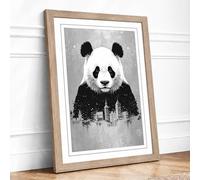Panda City Modern Framed Wall Art Print A2 (59.4×42cm) Oak, Wall Decor for Living Room, Bedroom, Office & Home, Ready to Hang, Art Gift