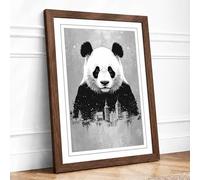 Panda City Modern Framed Wall Art Print A2 (59.4×42cm) Walnut, Wall Decor for Living Room, Bedroom, Office & Home, Ready to Hang, Art Gift