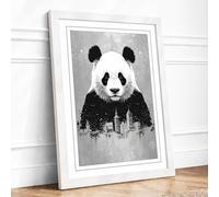 Panda City Modern Framed Wall Art Print A2 (59.4×42cm) White, Wall Decor for Living Room, Bedroom, Office & Home, Ready to Hang, Art Gift