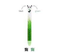 LEGAMI - Two Tone Kitty Panda Black and Green Ink Click & Clack Pen Ideal for School Office Home Two Tone 1mm Tip Diameter