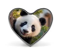 Panda Climbing on Tree Heart Love Badge Lapel Pins Metal Brooch for Men Women Clothes Bags Hats