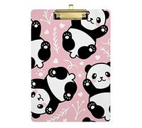 Panda Clipboard Plastic with Low Profile Clip Cute Clipboards for Kid Nurses Doctors Acrylic Clipboards Standard A4 Letter Size Clipboard for Office Classroom 12.5"x9" Silver