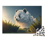 Panda Cloud Bamboo Forest Jigsaw Puzzle for Adults, 1000 Pieces, 52x38cm/1000pcs; A Calm After-work Activity; White Card Pieces with Reduced Dust