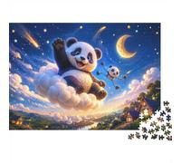 Panda Cloud Moon Jigsaw Puzzle, 1000 Pcs Indoor Adult Game | 52x38cm Cardboard, Brain Workout, Tight Puzzle Fit, Art Admirers, Stress Reduction