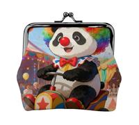 Panda Clown Coin Purse-Leather Kiss Lock Wallet Small Clutch