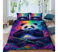 Panda Colorful Bedding Set 3D Digital Printing Animal Themes Wildlife Duvet Cover Set for Boys & Girls Chic Breathable Quilt Cover with Pillowcase King(220x240cm)