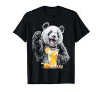 Panda Colorful Fruits Drawing Animal Motif Art Panda T-Shirt
