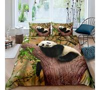 Panda Comforter Cover 3D Panda Printed Duvet Cover Lying On The Tree Trunk Bedding Set For Kids Boys Girls Lovely Wild Animal Bedspreads Cover With 2 Pillow Cases Double Size Child Room Decor