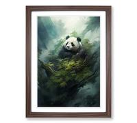 Panda Conceptual Framed Print | A2 Walnut Framed Wall Art | Ready to Hang | Modern Animal Picture | Living Room Bedroom Lounge Office