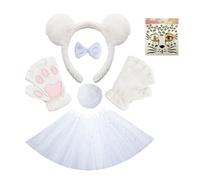 Panda Costume Ears, White Panda 6 PIECE SET WITHOUT | Halloween Cosplay Party Accessories for Kids, Face Stickers Tutu Skirt Gloves 4 / 6 Panda Costume
