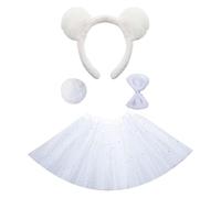 Panda Costume Ears, White Panda FOUR PIECE SET WITHO | Halloween Cosplay Party Accessories for Kids, Face Stickers Tutu Skirt Gloves 4 / 6 Panda Costume