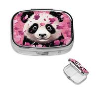 Panda Cotton Pill Box 2 Compartment Medicine Pill Organizer Square Pill Case for Purse & Pocket Travel Pillbox Portable Metal Medicine Vitamin Fish Oil Organizer Unique Gift