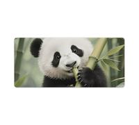 Panda Cub Eating Bamboo Desk Mat with Stitched Edges, Rubber Mouse Mat for Keyboard Mats Non-Slip Waterproof Desk Pad Office Supplies Large Gaming Mouse Pad for Home Work